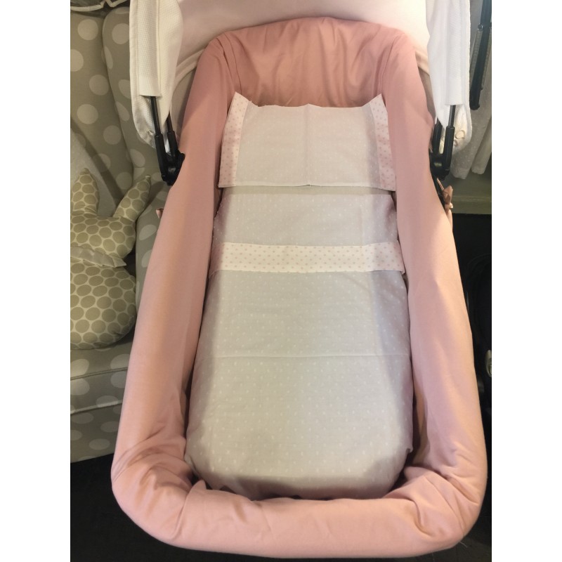 Sábanas carrito de bebé modelo Mon Petit Blanco y rosa - Interbaby